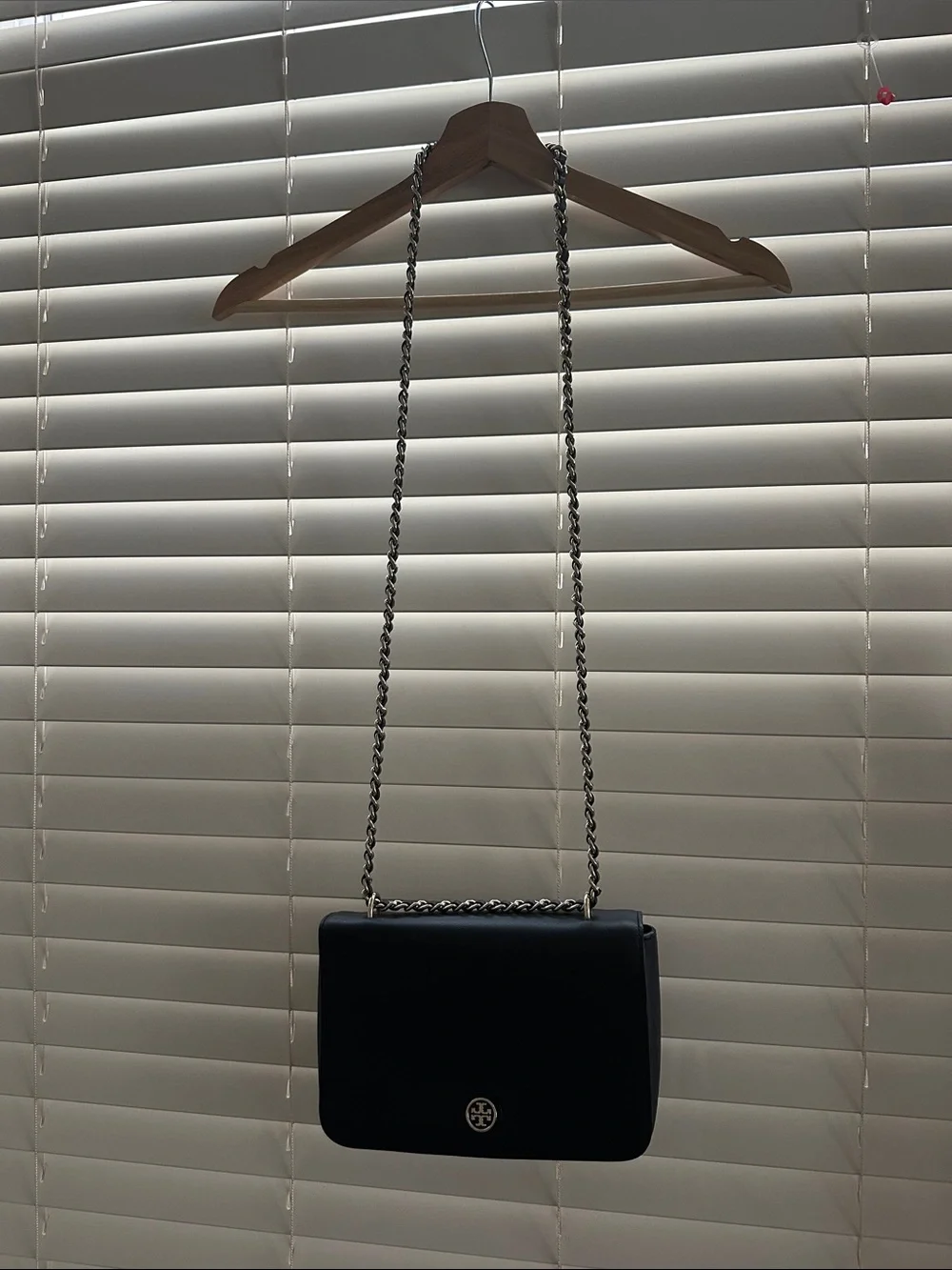 Tory Burch Black Leather Crossbody with Gold-Tone Logo